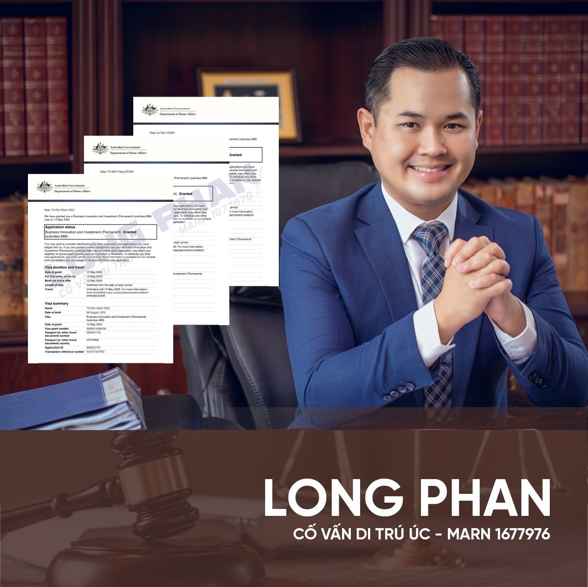 CONGRATULATIONS TO MR. LE'S FAMILY ON BEING GRANTED VISA 888A - PROPERTY DEVELOPMENT BUSINESS IN NSW